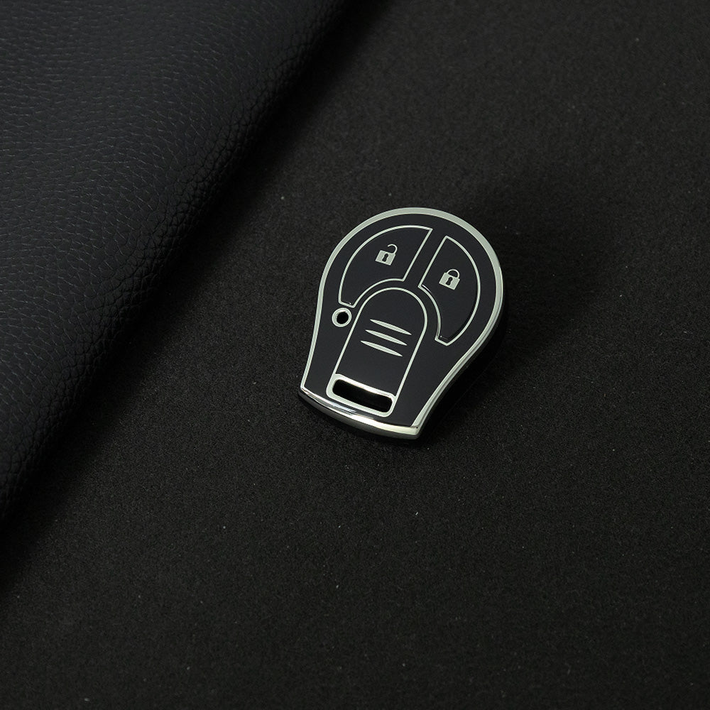 NIE2T1 Black-Silver Plating TPU Car Key Cover for Nissan Sylphy MARCH TIIDA X-TRAIL Qashqai KICKS SUNNY