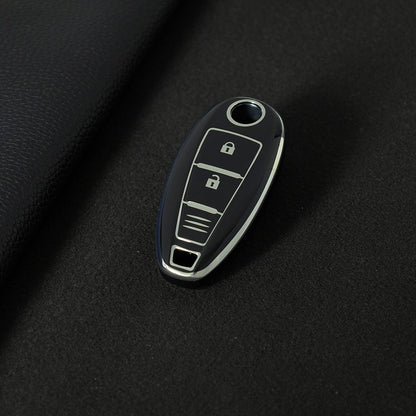 SUA1T1 Black-Silver Plating Car Key Cover TPU for Suzuki Vitara Swift Ignis Kizashi SX4 Baleno Ertiga 2016 2017 2018 2019