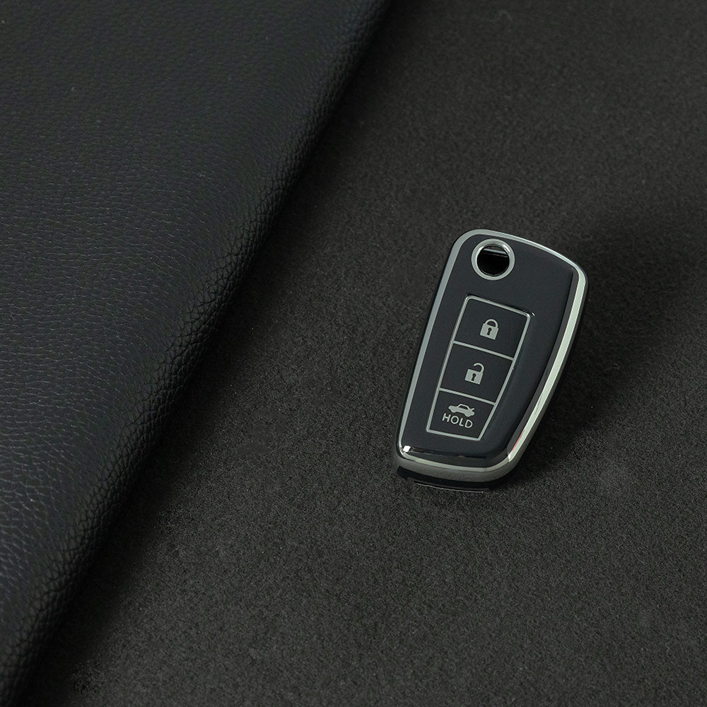 NIC1T1 Black-Silver Plating Car Key Cover Soft TPU Car Remote Key Case Cover Shell for Nissan X-Trail Qashqai J11 Juke Murano Micra Tiida Maxima Altima Kicks Accessories