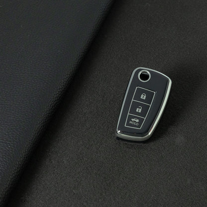 NIC1T1 Black-Silver Plating Car Key Cover Soft TPU Car Remote Key Case Cover Shell for Nissan X-Trail Qashqai J11 Juke Murano Micra Tiida Maxima Altima Kicks Accessories
