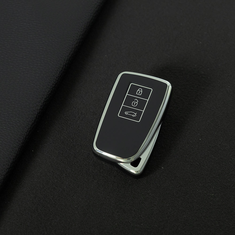 LEA1T1 Black-Silver Plating Silver Edge Lightweight Protective Case Premium Soft TPU for Lexus ES200 ES350 LC500 LS500 UX200 ES300h GX460 RX350h NX450