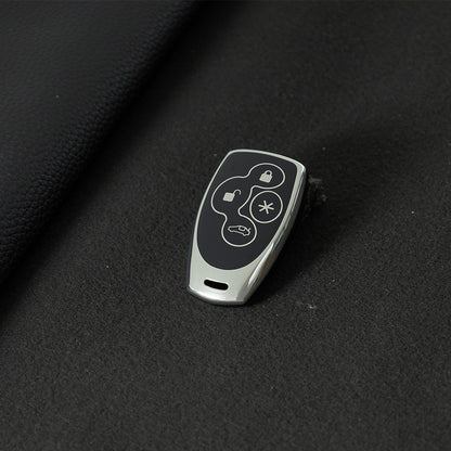 UNZ1T1 Black-Silver Plating TPU Car Key Case Cover for Universal Refit Llave Creative Anti Fall Wear Resisting Auto Accessory