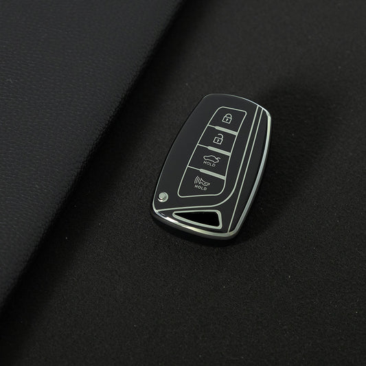 HYH2T1 Black-Silver Plating Premium Soft TPU Car Key Case Cover Shell for Hyundai Elantra KIA K2 K3 K4 KX5 Forte Sorento Sportage