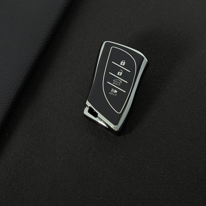 LEB2T1 Black-Silver Plating TPU Car Key Cover for Lexus 2018-2024 ES200 ES350 LC500 LS500 UX200 ES300h GX460 RX350h NX450