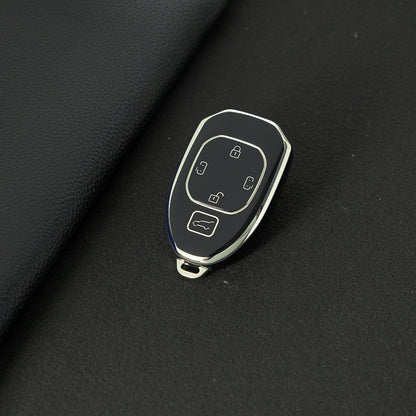 TRE2T1 Black-Silver Plating TPU Car Key Cover Fob for GAC Trumpchi GS7 GS8 GM8 GS5 GA6 GM6