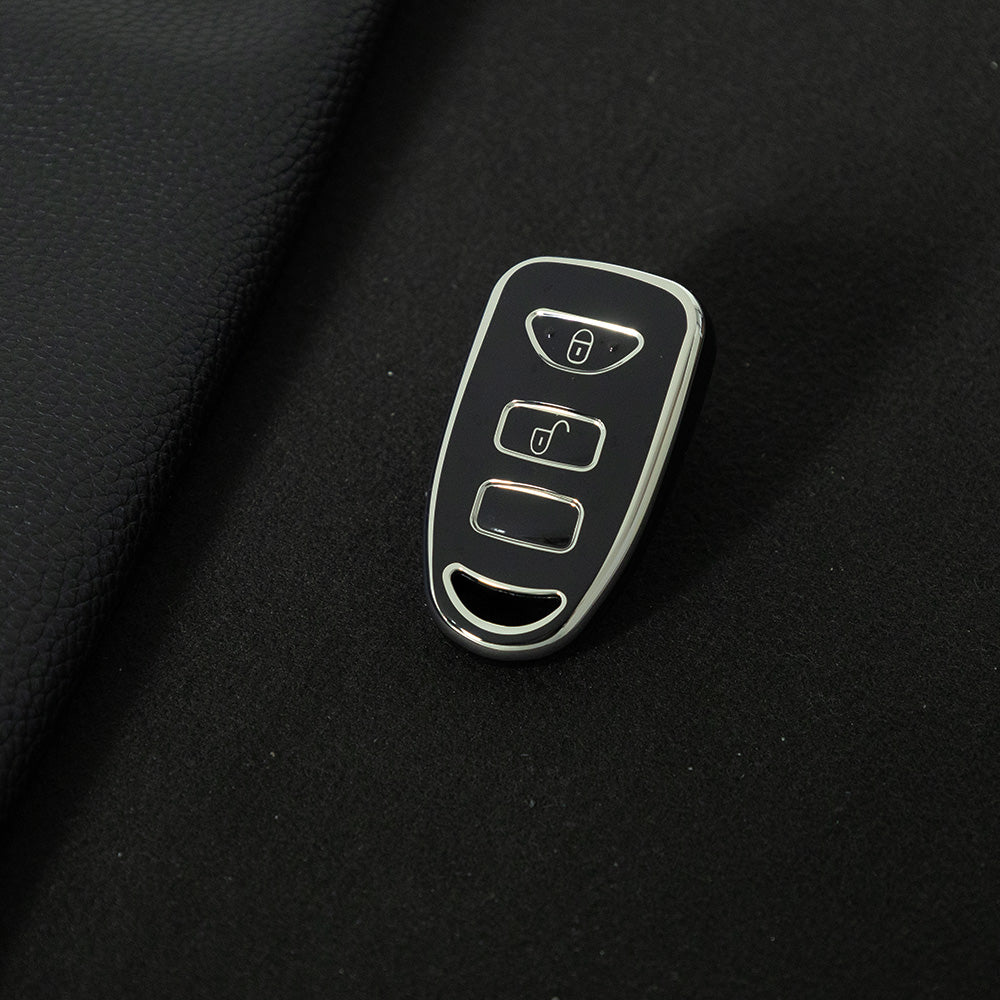 HYJ1T1 Black-Silver Plating TPU Car Key Case Cover Shell for KIA for Hyundai Tucson SONATA Santa Fe Rohens Coupe Cerat
