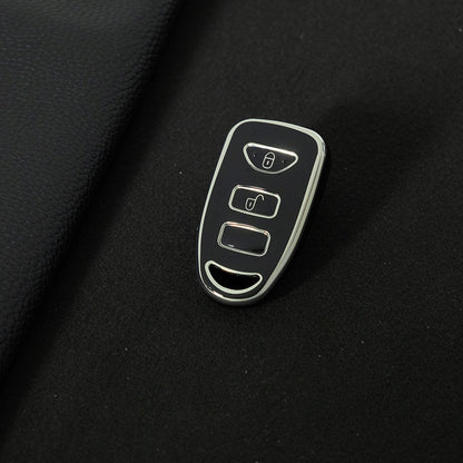 HYJ1T1 Black-Silver Plating TPU Car Key Case Cover Shell for KIA for Hyundai Tucson SONATA Santa Fe Rohens Coupe Cerat