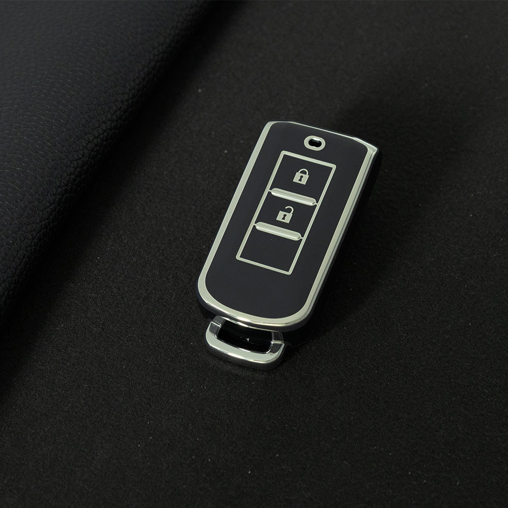 MIA2T1 Black-Silver Plating TPU Car Key Cover for Mitsubishi Outlander/ASX/Lancer/Eclipse Cross/Pajero