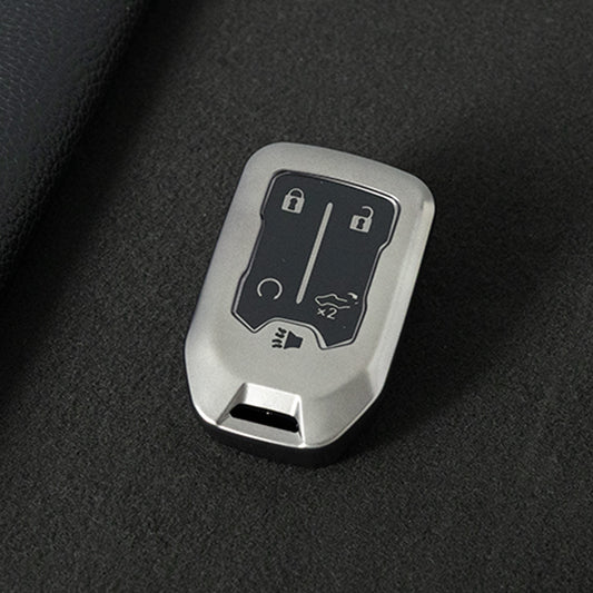 CEB1T1 Black-Metal Gray Plating Remote Shell Fob Holder TPU Key Cover Case for Sierra Terrain Acadia Chevrolet Tahoe 2012-2016 for Car