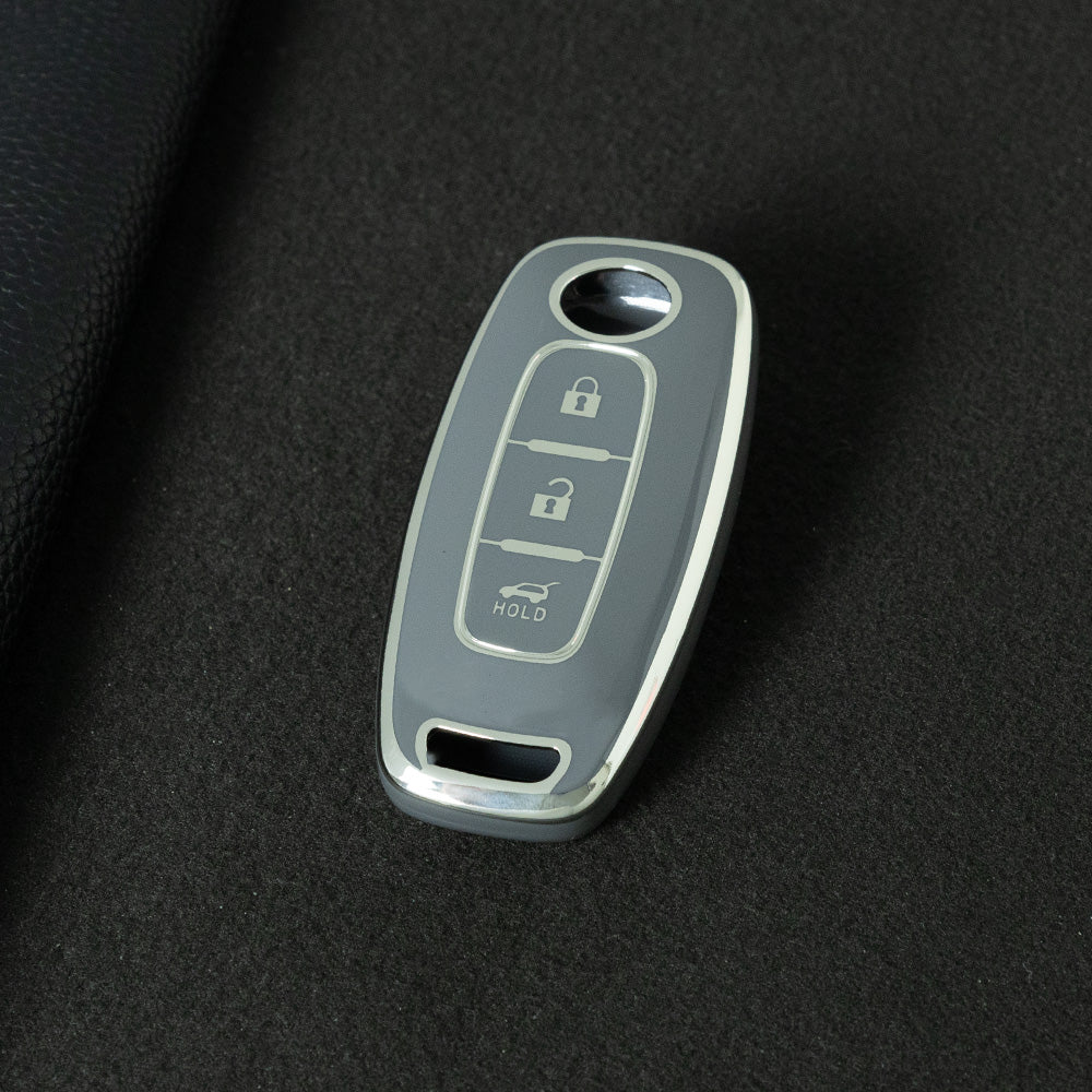 NIA2T1 Space Gray-Silver Plating TPU Car Key Cover Car Key Case for Nissan Altima Murano Sentra Rogue Armada Pathfinder Infiniti FX35
