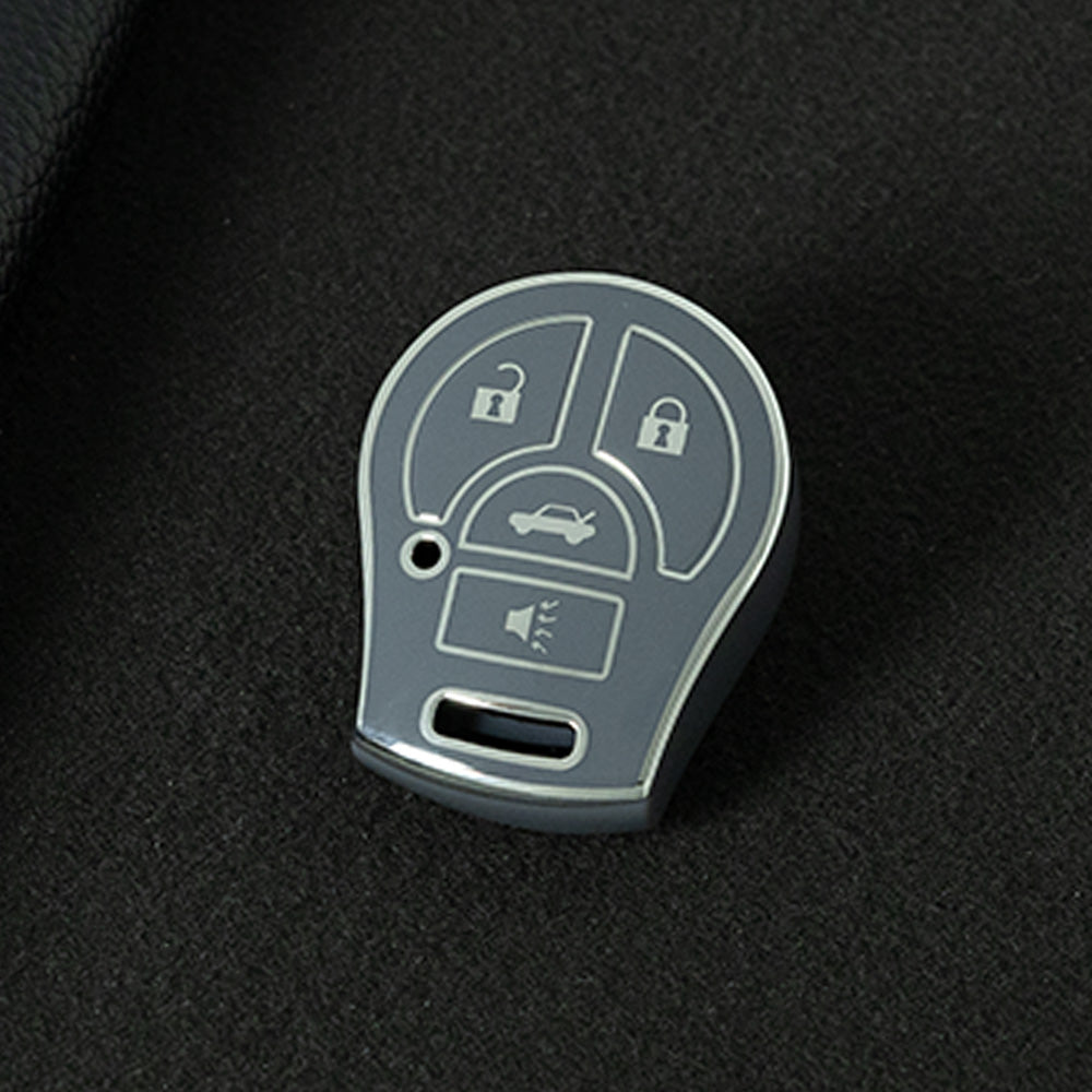 NIE4T1 Space Gray-Silver Plating TPU Car Key Cover for Nissan Sylphy MARCH TIIDA X-TRAIL Qashqai KICKS SUNNY