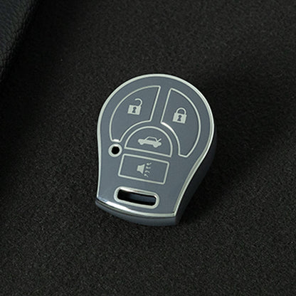NIE4T1 Space Gray-Silver Plating TPU Car Key Cover for Nissan Sylphy MARCH TIIDA X-TRAIL Qashqai KICKS SUNNY