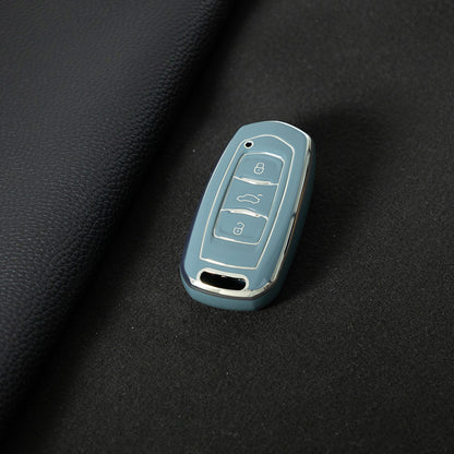 GEA1T1 Granny Grey-Silver Plating Car Key Cover For Geely Auto GL New Emgrand GS Car Key Pack S1 Boyue X3 Yuanjing X6 Borui Binrui Buckle Shell keychain