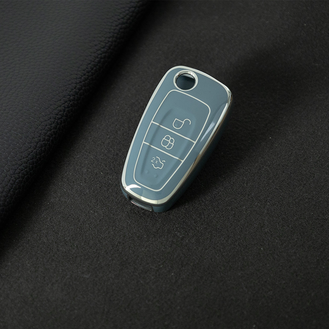 FOD1T1 Granny Grey-Silver Plating Car Key Cover TPU Car Folding Key Case Cover Bag Keychain for Ford Focus C-Max S-Max Galaxy Mondeo Ranger Transit Tourneo Custom