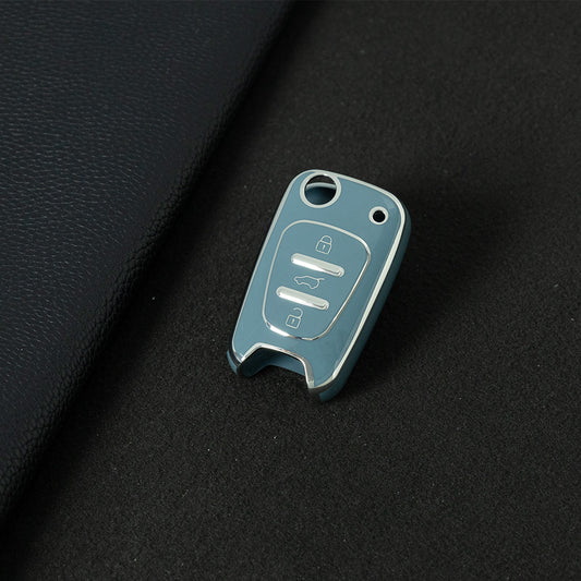 HYG2T1 Granny Grey-Silver Plating Car Key Cover For Hyundai I20 I30 Ix20 Ix35 for Kia Ceed Picanto Sportage TPU Car Key Case Cover Shell Bag Holder Fob Keychain Accessories