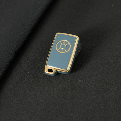 TOO2T1 Granny Grey-Gold Plating TPU Car Key Case Cover For Toyota Vanguard Previa Estima Alphard Vellfire Voxy RAV4