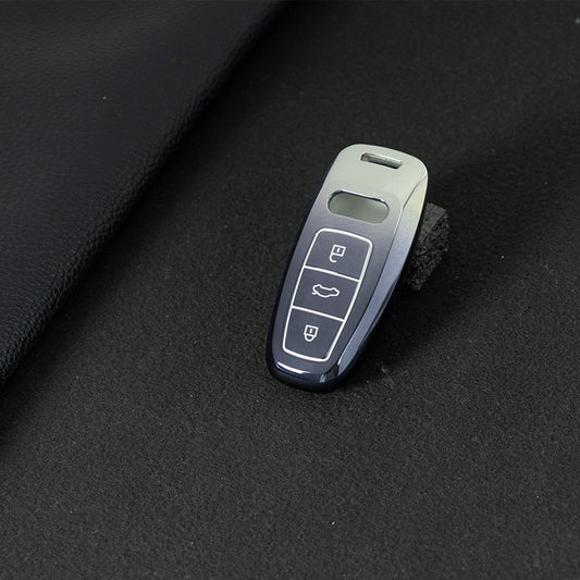 AUC1T1 Gradient Gray Car Key Cover Premium Soft TPU Car Key Case Cover Shell Accessory for Audi A6L A4L Q5L A6 A8 Q7 New Key Rings Keychain Bag