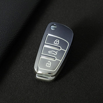 AUD1T1 Gradient Gray Car Key Cover For Audi Q3 Q7 Q5 TT Q2L A3 A1 Fold Key Rings Keychain Bag