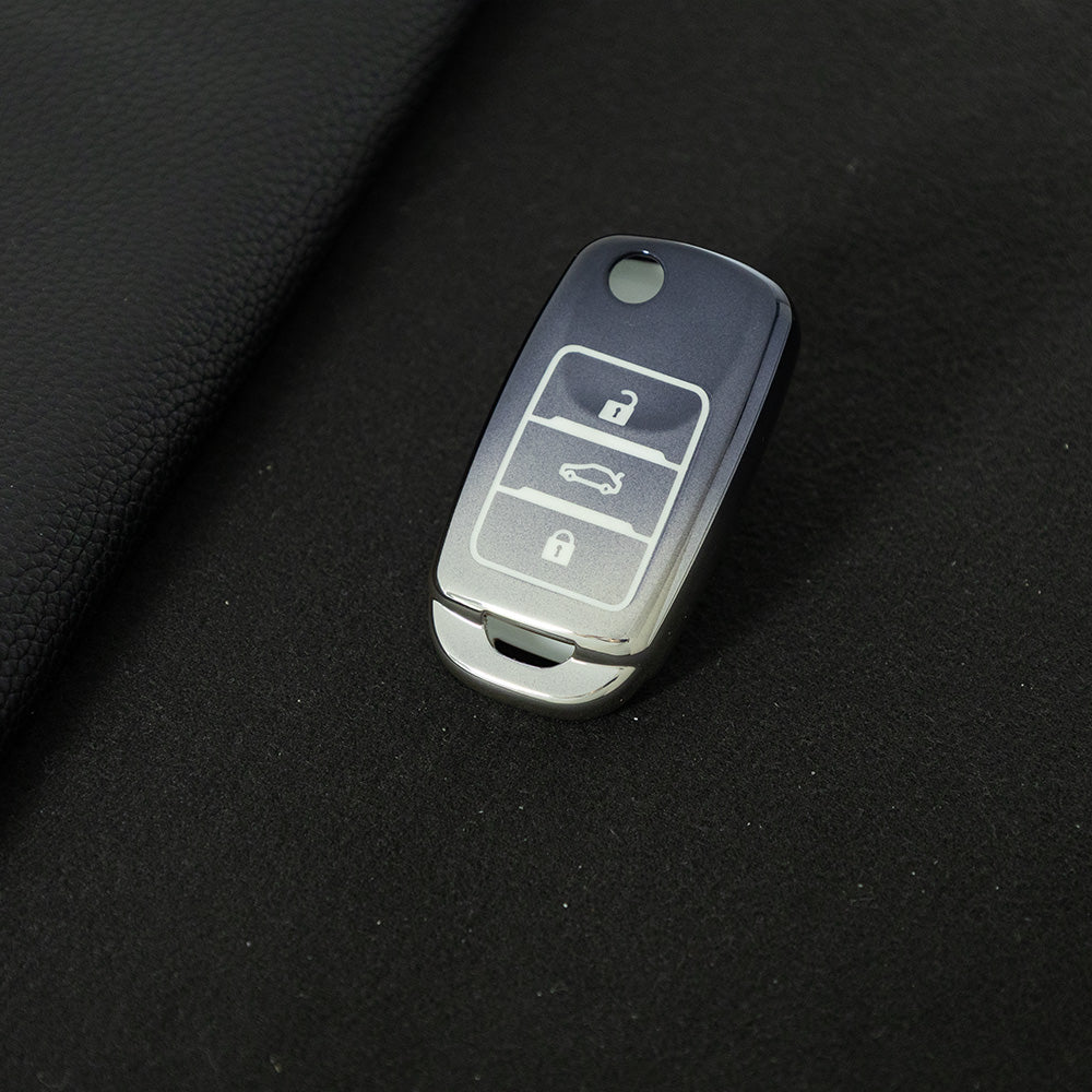 CHB1T1 Gradient Gray Car Key Cover For Premium Soft TPU Car Key Case Cover  CHANGAN Benben E-Star CS15 CS35 CS55 EADO LUMIN Key Rings Keychain Bag