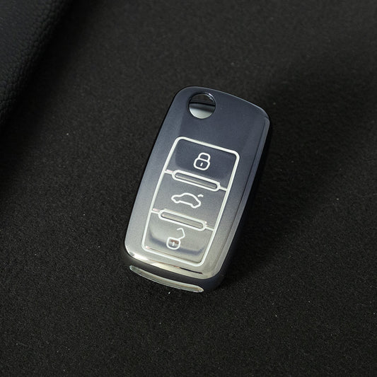 VOB1T1 Gradient Gray Car Key Cover For Volkswagen Sagitar PASSAT CC Polo Skoda Key Rings Keychain