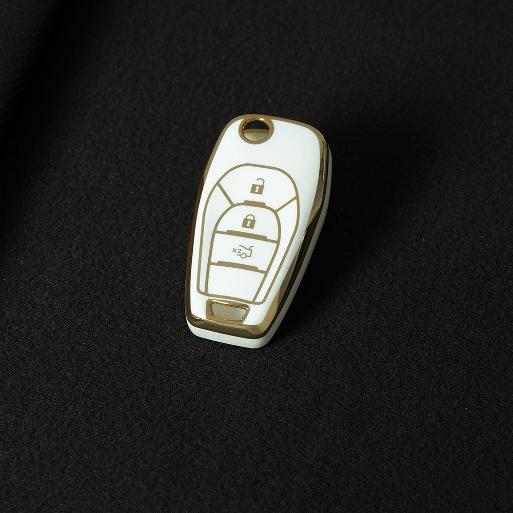 CEE1T1 Black-Gold Plating TPU Key Cover for Chevrolet Cruze Aveo Trax Sail Malibu