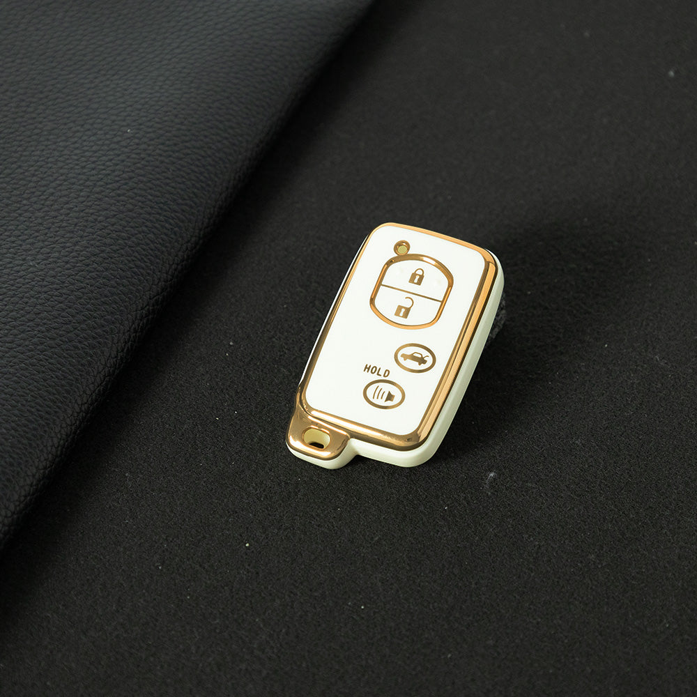 TOG5T1 White-Gold Plating Car Key Cover Soft TPU Car Key Case Cover for Toyota Camry Highlander Crown Prado Land Cruiser Vitz Prius Corolla Accessories