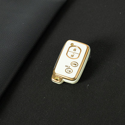 TOG5T1 White-Gold Plating Car Key Cover Soft TPU Car Key Case Cover for Toyota Camry Highlander Crown Prado Land Cruiser Vitz Prius Corolla Accessories