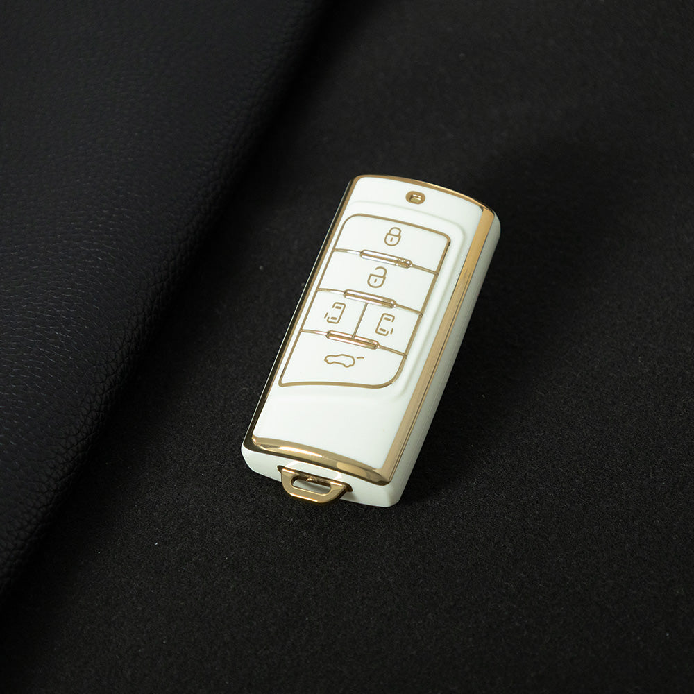 TRA3T1 White-Gold Plating TPU Car Key Case Cover for Trumpchi GA4/8/6 GS3/GS5/4COUPE/GS8 M6 M8