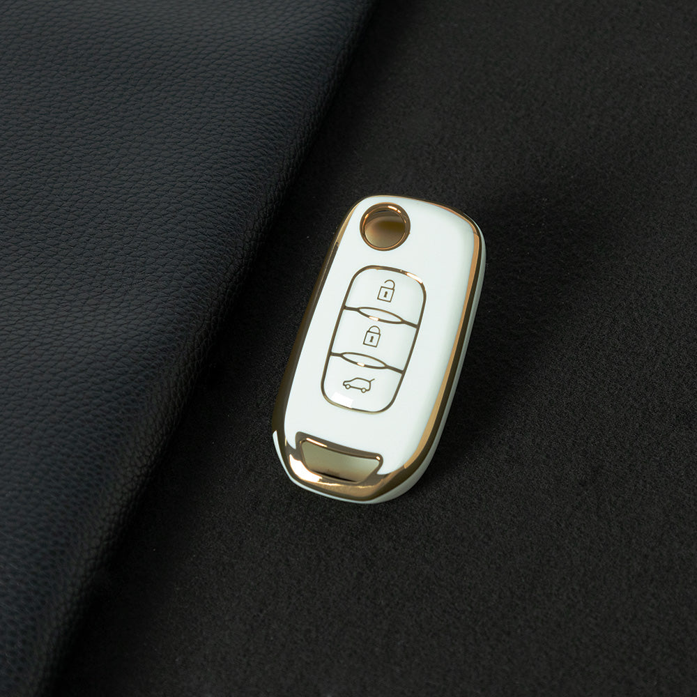 REB1T1 White-Gold Plating Car Key Cover For Renault 3-Button Flip Fob Key Shell Case Remote Cover for Clio Twingo Megane Scenic Laguna Espace Kangoo Safrane Cars