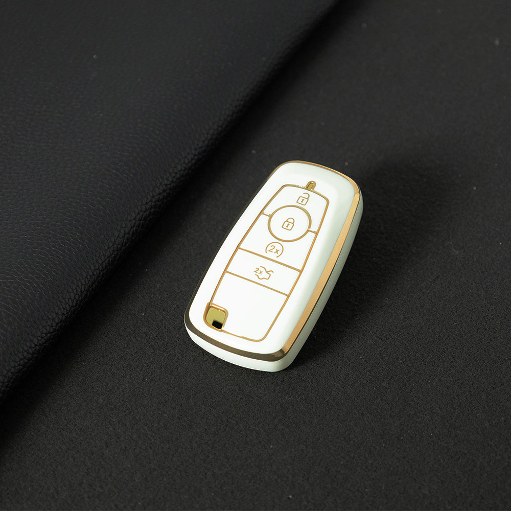 FOB3T1 White-Gold Plating Suitable for Mondeo Keycases, Ruiji Car Keychains, High-end Taurus Ruijie Fox Car Key Remote Control keychain