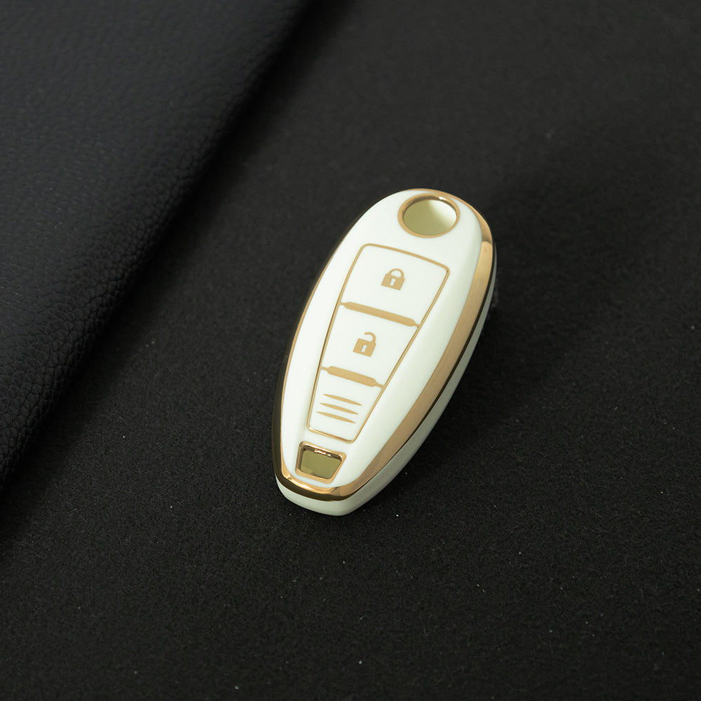 SUA1T1 White-Gold Plating Car Key Cover TPU for Suzuki Vitara Swift Ignis Kizashi SX4 Baleno Ertiga 2016 2017 2018 2019