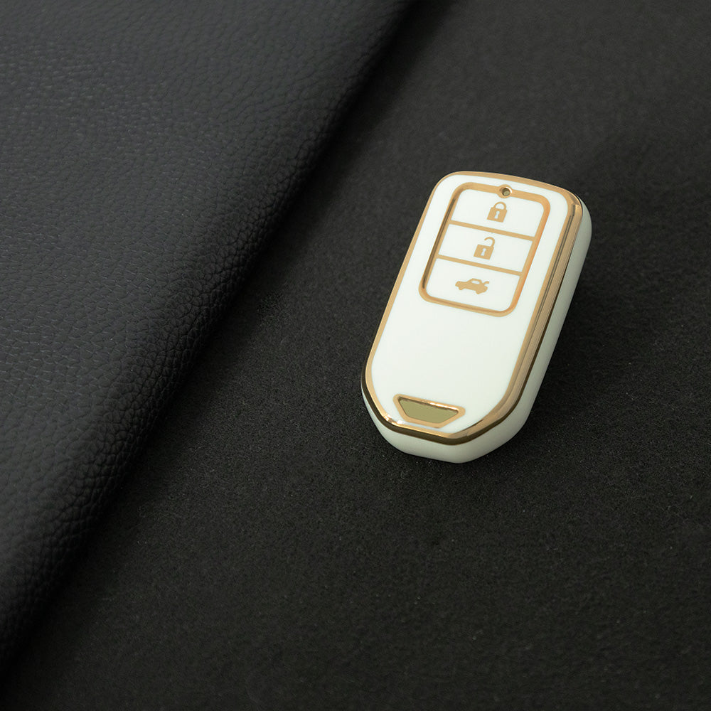 HOA1T1 White-Gold Plating Car Key Cover For Honda Car Key Cover New TPU Car Remote Key Case Cover 2/3/4/5 Buttons Car Key Protector Holder