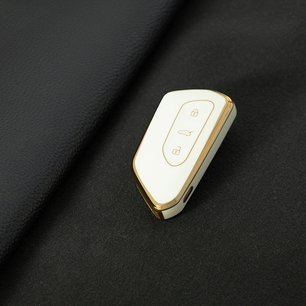 VOC1T1 White-Gold Plating Car Key Cover For Volkswagen  Golf 8 MK8 ID3 ID4 Cupra Skoda Octavia A8 SEAT Leon MK4 Formentor Tarraco