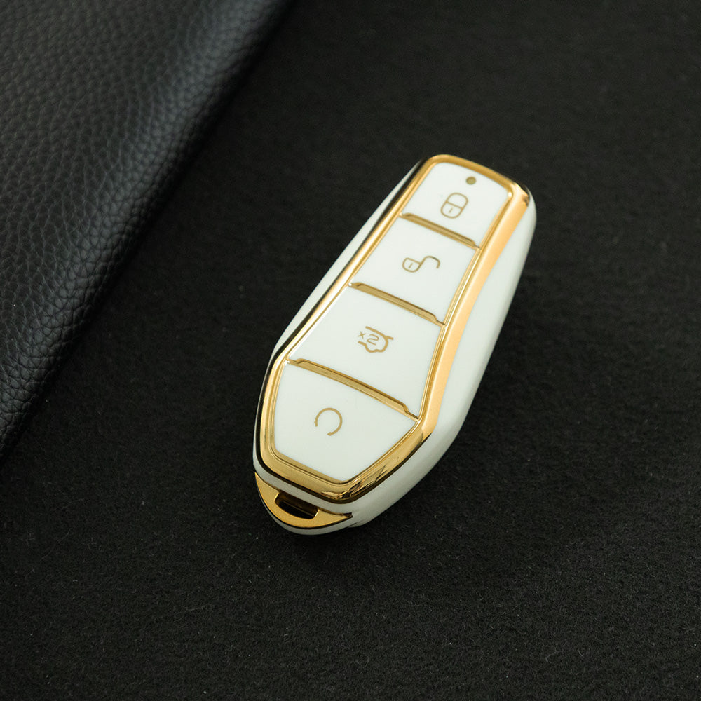 BYD1T1 White-Gold Platin Car Key Cover For BYD E2/E3/Song PRO/Yuan Plus/Dolphin Remote Key FOB Cover Accessories