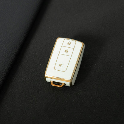 TOF2T1 White-Gold Plating New Soft TPU Car Key Case Cover Holder for Toyota Prius 06 2006 Car Key Smart Protection Shell Fob Car Accessories