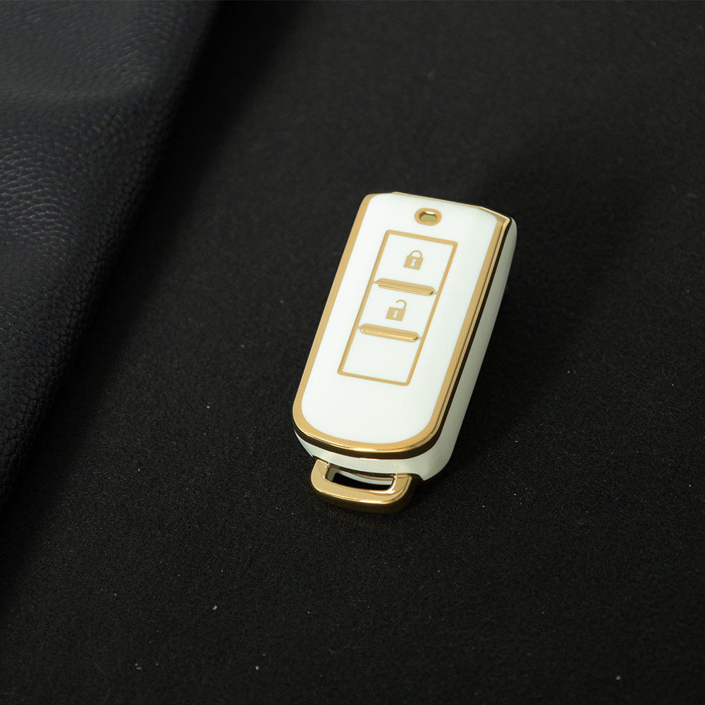 MIA2T1 White-Gold Plating TPU Car Key  Cover for Mitsubishi Outlander/ASX/Lancer/Eclipse Cross/Pajero