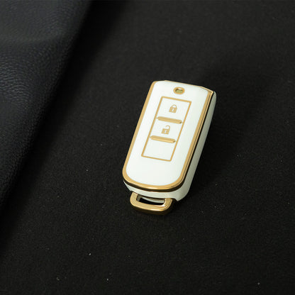 MIA2T1 White-Gold Plating TPU Car Key  Cover for Mitsubishi Outlander/ASX/Lancer/Eclipse Cross/Pajero