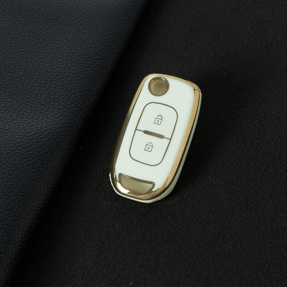 REL1T1 White-Gold Plating TPU Car Key Case Cover for Renault Kadjar Captur Megane Sandero Stepway Logan Clio 5 2022 Arkana 2020 2021 Kwid 2023
