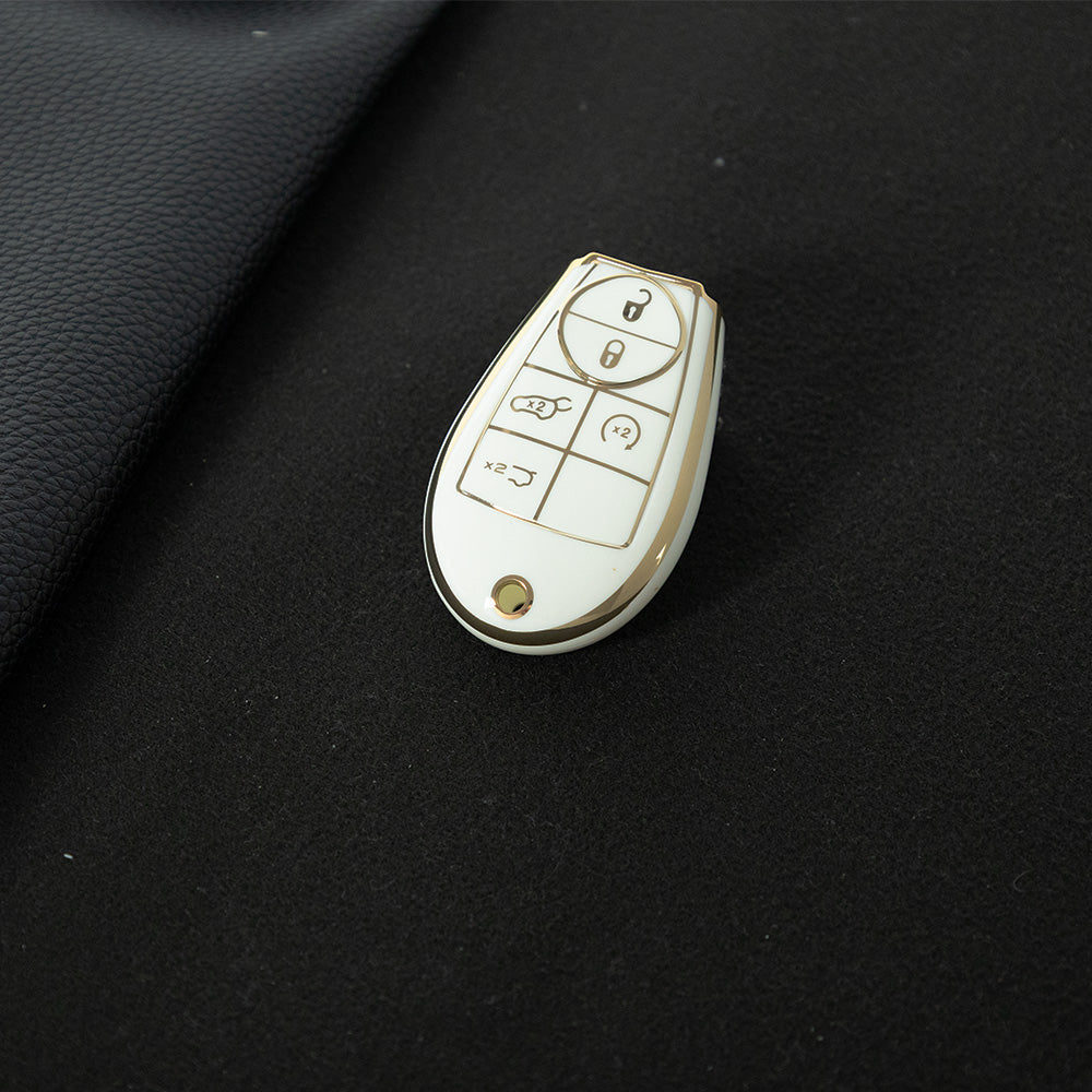 JEC8T1 White-Gold Plating Keyless Entry Remote Control 5-Buttons Compatible 2008-2018 Dodge Grand Caravan 2008-2016 Chrysler Town