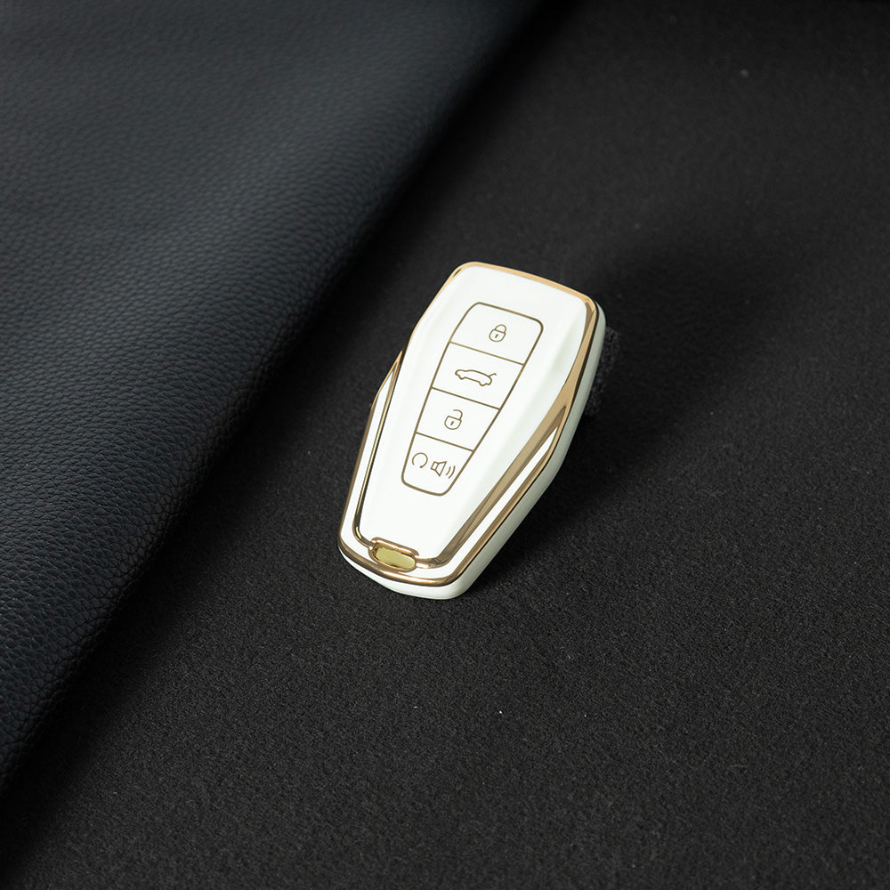 GEB3T1 White-Gold Plating Car Key Cover For Geely Auto Tugella EPro Emgrand L S GS GL EV RS Coolray Atlas Pro Proton X7 Geometry Fob