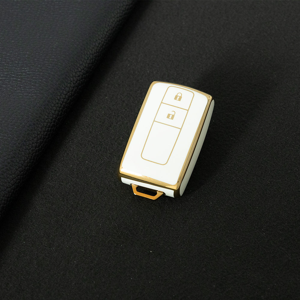 TOF1T1 White-Gold Plating TPU Car Key Case Cover for Toyota Prius Corolla 2004 2005 2006 2007 2008 2009 Verso Camry
