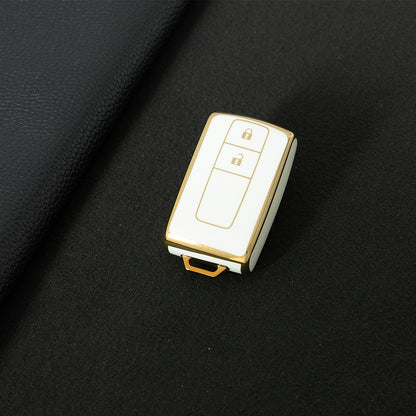 TOF1T1 White-Gold Plating TPU Car Key Case Cover for Toyota Prius Corolla 2004 2005 2006 2007 2008 2009 Verso Camry