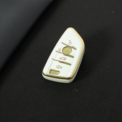 BMB3T1 White-Gold Plating Car Key Cover For BMW 1 2 3 4 5 6 7 Series X1 X2 X3 X5 X6 X7 Smart Key Ring Holder Keychain Car Accessories