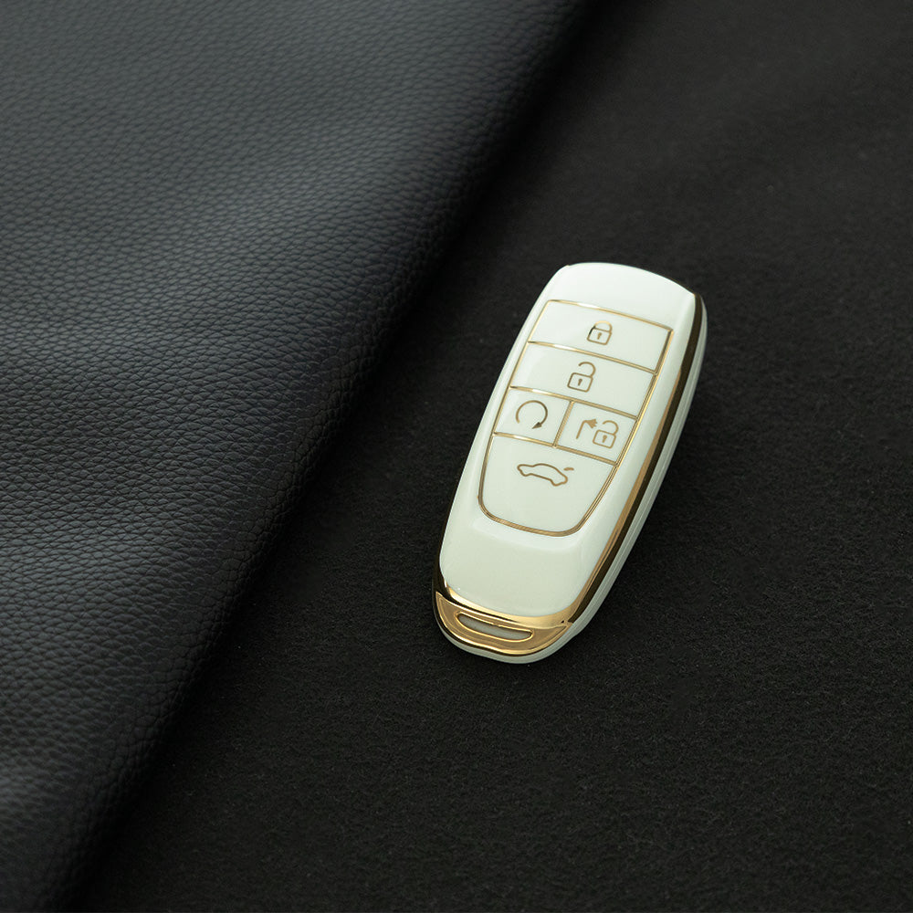 TRB1T1 White-Gold Plating Car Key Cover Key Case Cover for Gac New Energy Trumpchi Aion S V Y LX Car Accessories Car-Styling Holder Shell Keychain Protection