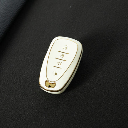 CEA2T1 White-Gold Plating Car Key Cover For CHEVROLET Cruze Spark Camaro Volt Bolt Trax Malibu Captiva Equinox Trax Tracker AVEO Lova TPU Car Key Case Key Cover