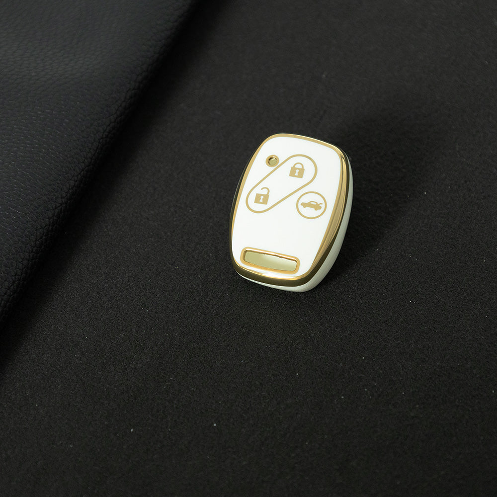 HON1T1 White-Gold Plating TPU Car Key Case Cover for Old Honda Accord Civic CRV Jade XRV Haoying