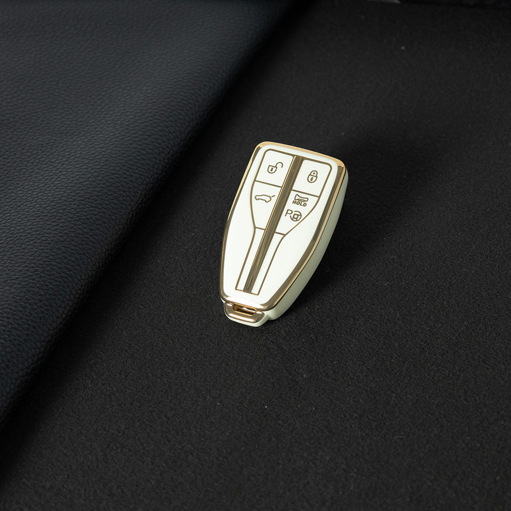 HNA3T1 White-Gold Plating TPU Car Key Case Cover for Hong Qi HS5 HS3 HS7 H5 H9 H6 All New Waterproof Auto Accessory Premium Quality New Design