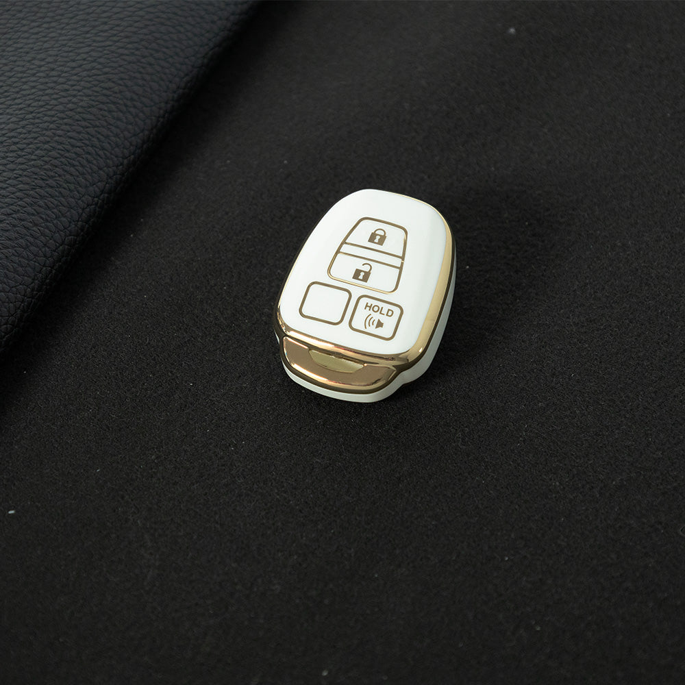 TOP1T1 White-Gold Plating TPU Car Key Cover Case for Toyota Corolla Camry Prado Highlander Auto Key case for Toyota 3 Buttons Key
