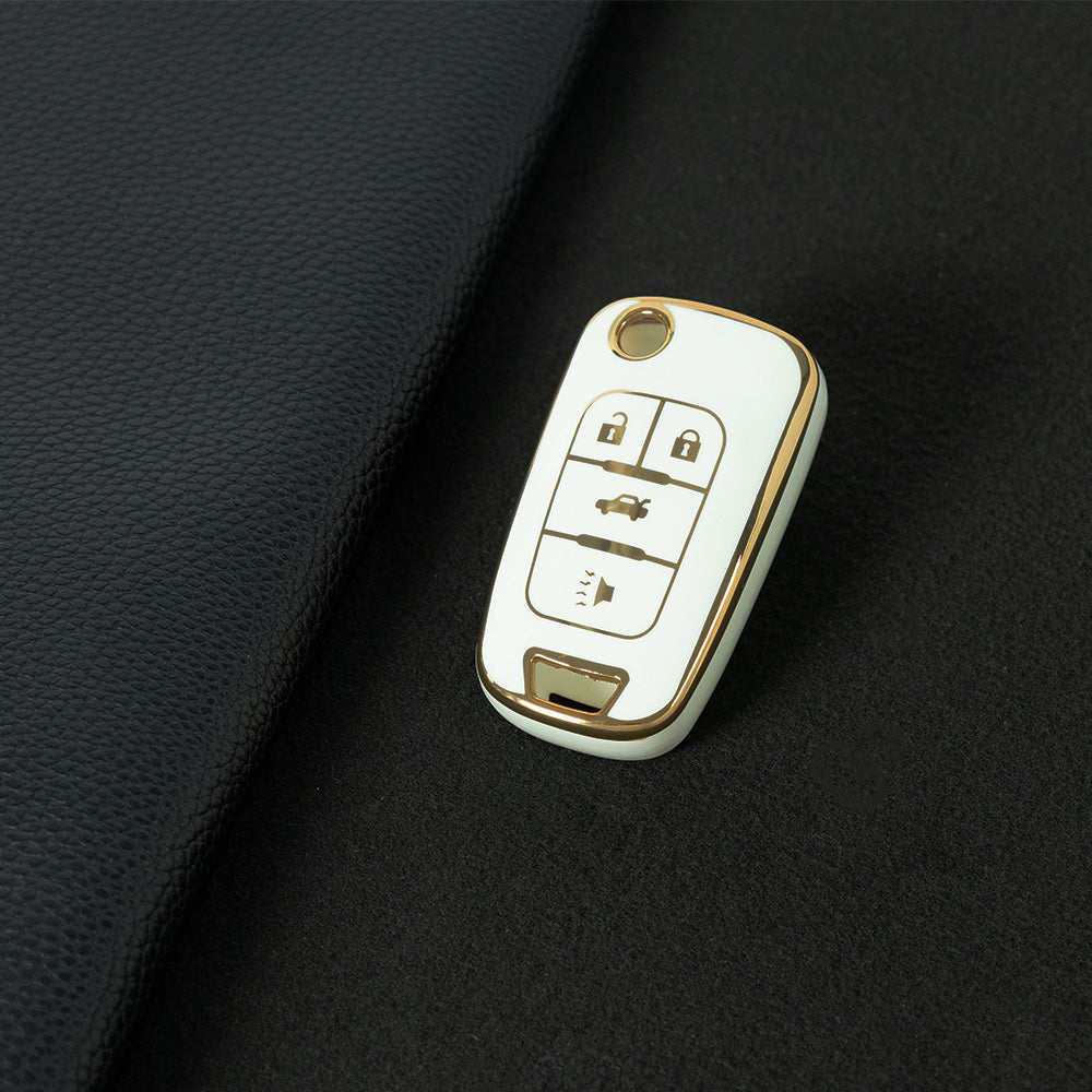 BUE2T1 White-Gold Plating TPU Protective Car Key Fob Cover Shell Buick Chevrolet Cruze Vauxhall Mokka Encore Blazer Model Suitable Key Accessories