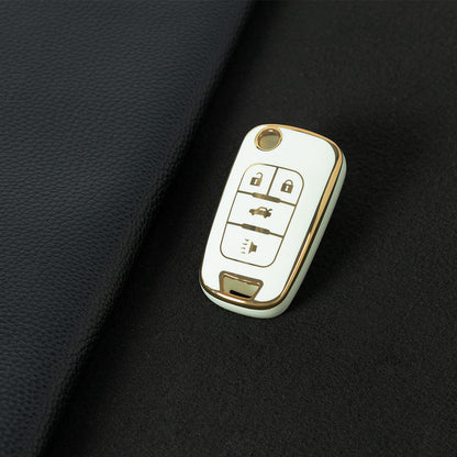BUE2T1 White-Gold Plating TPU Protective Car Key Fob Cover Shell Buick Chevrolet Cruze Vauxhall Mokka Encore Blazer Model Suitable Key Accessories